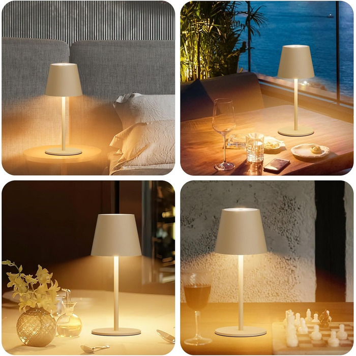 LED настільна лампа Lundwa на акумуляторі 26 см, 5000 мАг, 3W, 3000K, IP54, для кемпінгу, ресторану, спальні, бару (1 шт.)