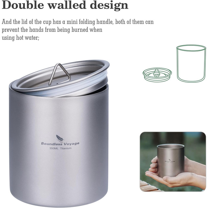 Термокружка iBasingo Titan 350мл з кришкою, з подвійними стінками, для дому, офісу, кемпінгу, подорожей