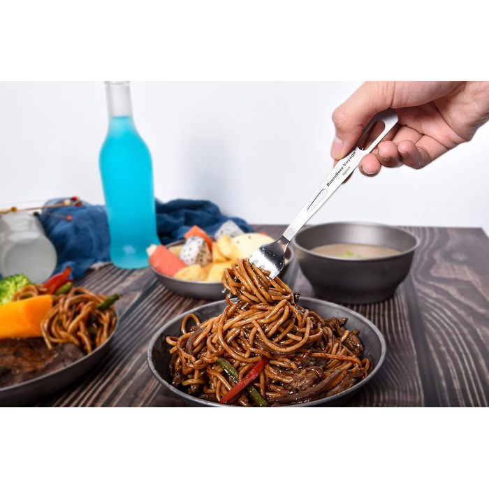 Набір туристичного посуду iBasingo Titan 3 шт. (вилка, ложка, ніж) з нержавіючої сталі - для кемпінгу, риболовлі, пікніків, грилів