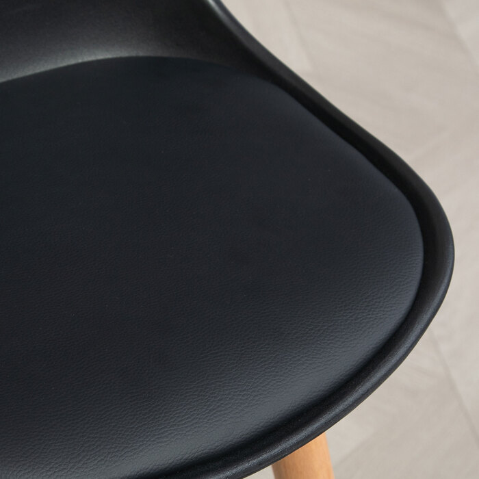 Набір з 2 барних стільців у скандинавському стилі, з підставкою для ніг, розміром 43 см x 43 см x 91 см, у кольорах: натуральний + чорний