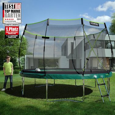 Батут Kinetic Sports Bungee Safety Elite Ø 366 см для дітей та дорослих (темно-зелений) - AirMAXX, без пружин, вуличний