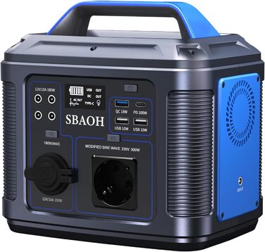Портативна електростанція SBAOH 538.7Wh сонячний генератор, акумулятор з виходами AC/USB, 300W для подорожей, кемпінгу, відпочинку на природі та надзвичайних ситуацій
