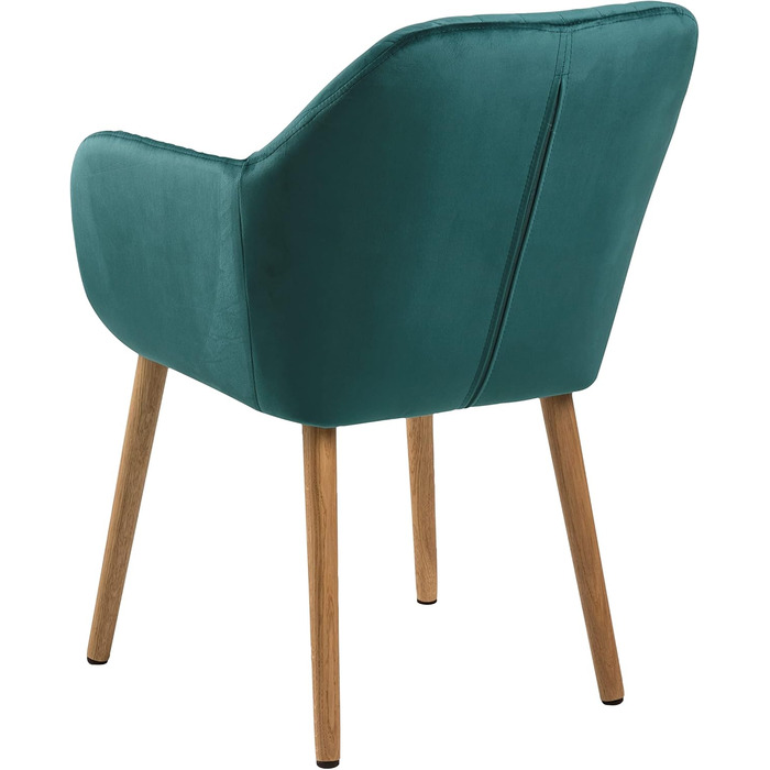 AC Design Furniture Стілець для їдальні Wendy, 57x61x83 см, смарагдовий/дуб, велюр/дуб, 1 шт.