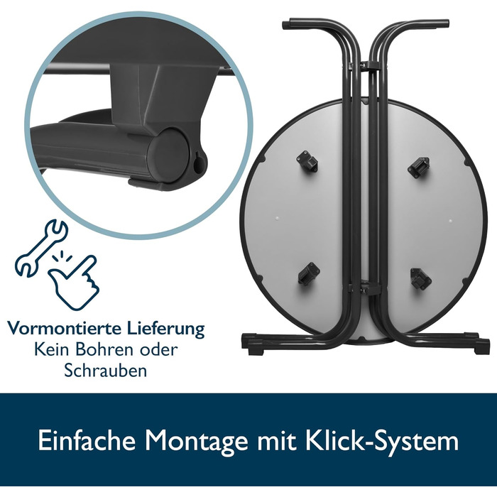 Стіл Beautissu розкладний Ø 70 см білий Bellini – стійкий, вологостійкий, з антиковзким покриттям. Ідеальний для відпочинку на відкритому повітрі, вечірок та барів. Легка збірка, готова до використання.