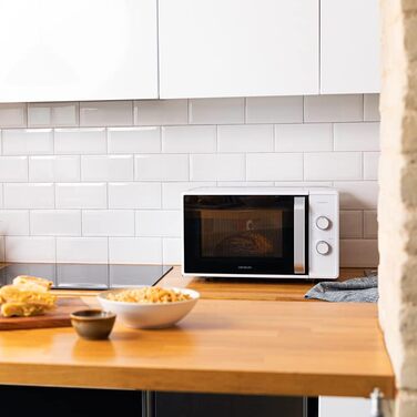 Мікрохвильова піч ProClean 3010, 20 літрів, Ready2Clean покриття, 700 Вт, 6 функцій, таймер 30 хв, режим розморожування, білий колір (20L | GrandHeat)