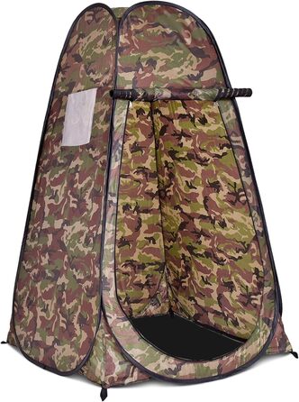 Намет переодягання Relax4Life з системою Pop-up, душовий намет, туалетний намет з вікном, намет-кімнату з поліестеру, 120 x 120 x 190 см, камуфляж Flecktarn