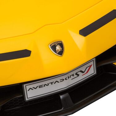 Електромобіль для дітей HOMCOM Lamborghini SVJ, ліцензія, 12V, металевий, жовтий, з дистанційним керуванням, музика, USB, для дітей 3-8 років
