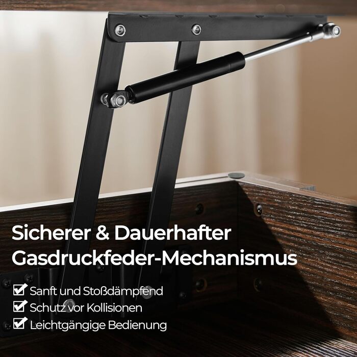 Журнальний столик Yaheetech з регульованою висотою та прихованим місцем для зберігання, 98 x 50 x (42-56) см, колір еспресо