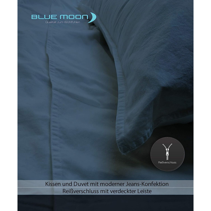 Наволочка Bio Renforce з 100 бавовни, випрана в стилі сучасного б / у льону (синя, наволочки 2 шт. 40x80), сині наволочки 2 шт. 40x80