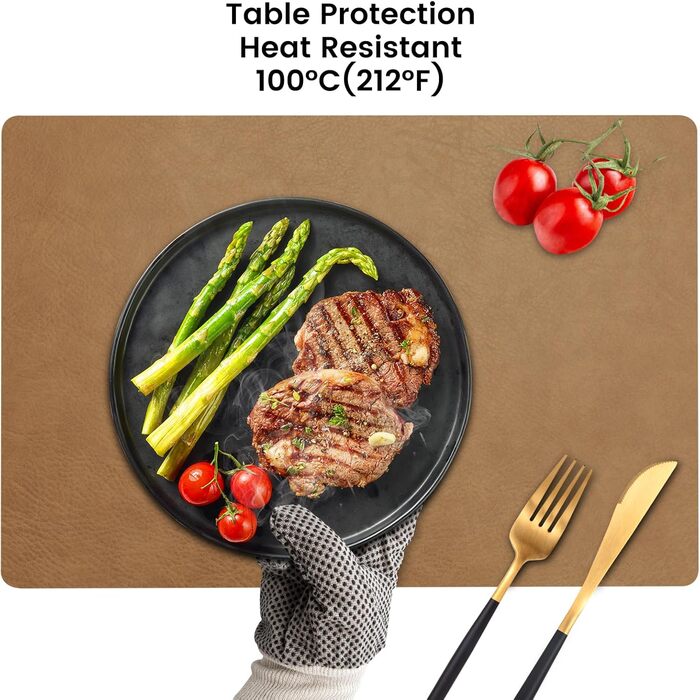 Набори серветок YIHELU: 6 шт., водонепроникні, з штучної шкіри, для кухні та їдальні, м'ятно-зелені/кремові