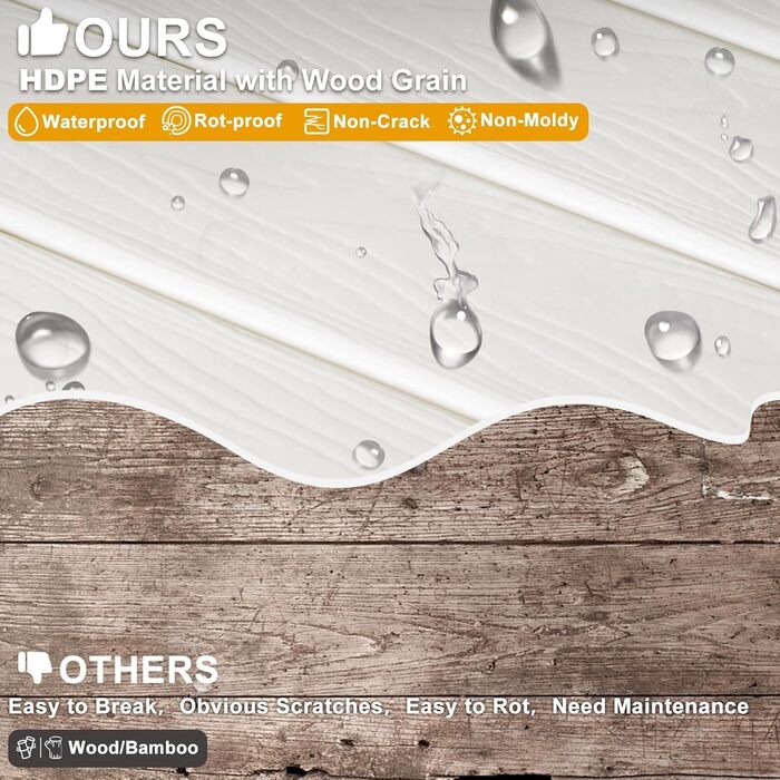 Двоярусний душовий стілець NALONE з HDPE, сучасний дизайн, антиковзні накладки, ергономічний та водонепроникний квадратний стілець для душу