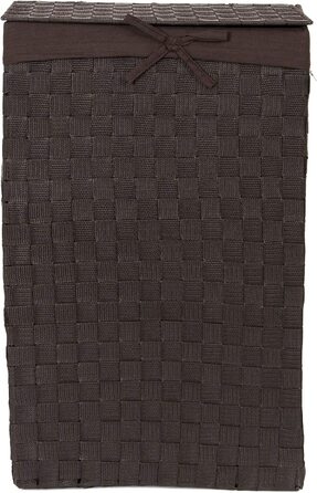 Корзина для білизни RAN6892 Stan з кришкою, ручками, плетіння з металевим каркасом, знімний вкладиш з льону, 30 x 30 x 50 см, колір шоколадний