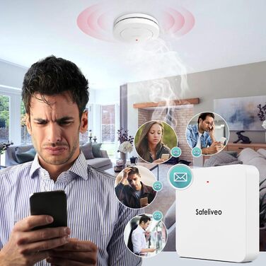 Набір димових сповіщувачів Rauchmelder 5 шт. з базовою станцією, Wi-Fi, 10 років роботи батареї, 85dB, білий