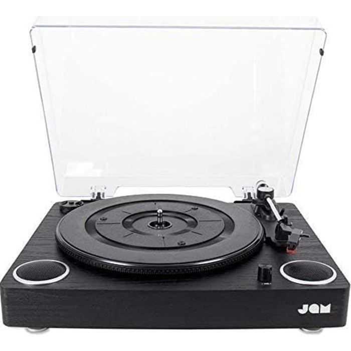 Вініловий програвач Bluetooth Jam Play, 3 швидкості, з конвертацією у MP3, чорний, з кришкою, AUX та виходом для навушників