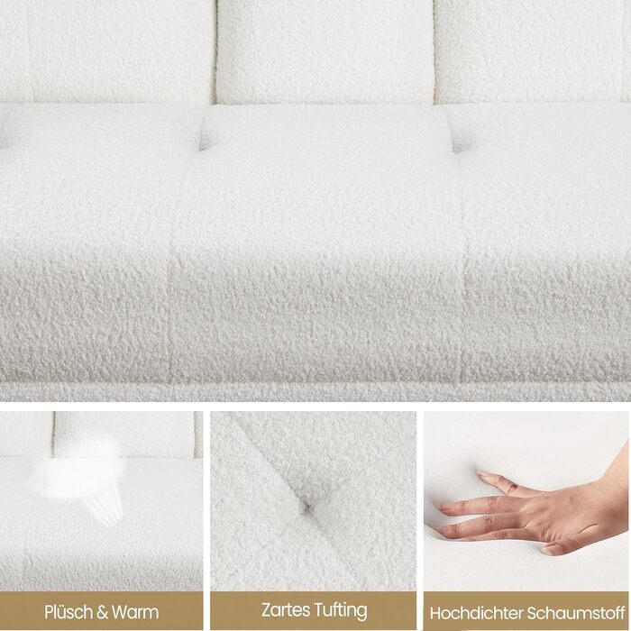 Диван-ліжко Yaheetech на 3 особи з функцією сну, диван-кровать, софа-ліжко, білий, до 350 кг