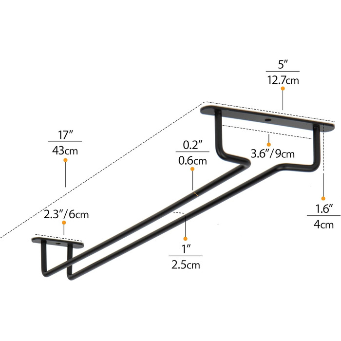 Кріплення для келихів Wallniture Brix, 43.2 см, чорний, 2 шт.