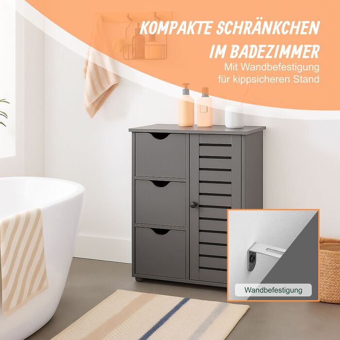 Шафка для ванної кімнати Relaxdays з 3 висувними ящиками