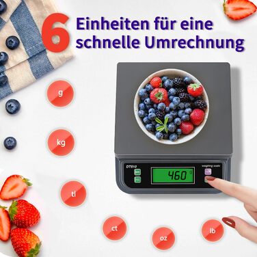 Цифрові кухонні ваги 30кг, LCD дисплей, тара, шт, 6 одиниць, харчові ваги, чорний