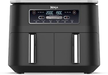 Цифрова фритюрниця Ninja [AF300EU], 9,5 л, 2 відділення, з антипригарним покриттям, можна мити в посудомийній машині, 6-в-1