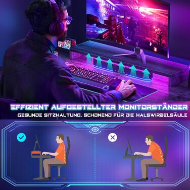 Ігровий стіл з LED підсвічуванням та розетками, стіл для комп'ютера з USB, стіл для ігор з підставкою для монітора, сучасний офісний/студентський стіл для офісу та ігрової кімнати (грабовий дуб)