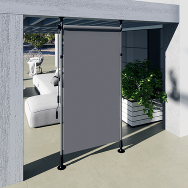 Автономна маркіза, регульована довжина, монтаж без свердління, алюмінієвий каркас, 1,5 x 2,2-3,1 м, темно-сірий