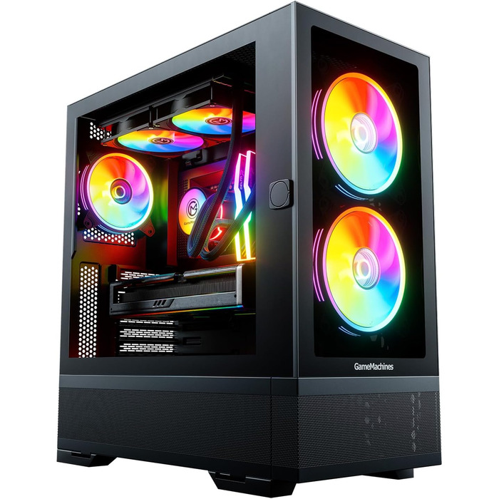 GameMachines Element, чорний, ігровий ATX корпус для ПК з 3 A-RGB вентиляторами