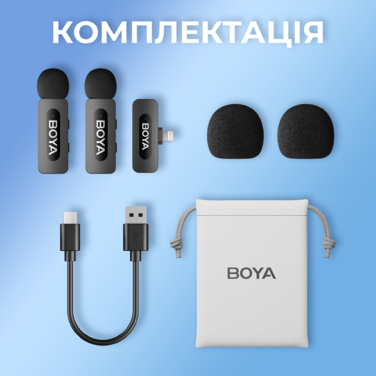Бездротовий петличний мікрофон BOYA BY-V2 Lightning Black