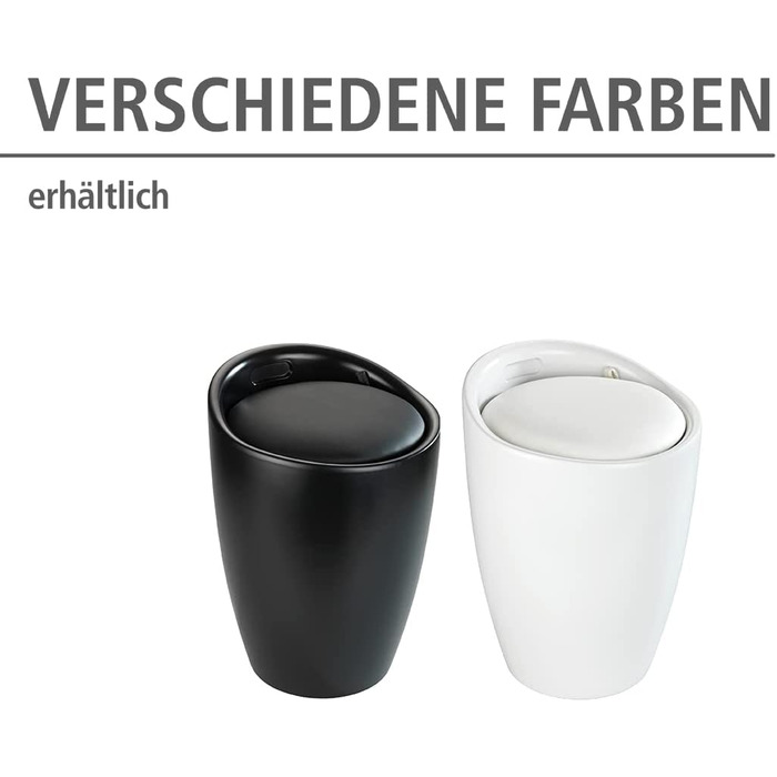 Стілець для ванної кімнати WENKO Candy з місцем для зберігання та збирачем для білизни, ABS-пластик, 20 л, Ø 36 x 50,5 см