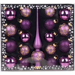 Скляний декор MAGIC куля в асортименті 19 TLG. Новорічні кулі червоне золото (Purple Deluxe Purple)