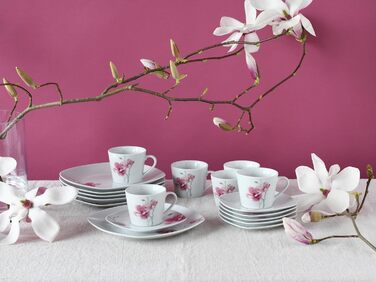 CreaTable Серія Amelie AIKO: 18-частинний набір посуду з порцеляни, кавовий сервіз, придатний для миття в посудомийній машині та використання в мікрохвильовій печі, преміум-якість