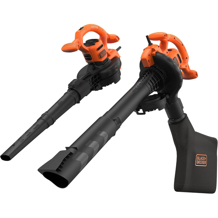Black+Decker BEBLV260: Електричний листозбірник/садовий повітродув 3-в-1 з подрібнювачем, 2600 Вт, 315 км/год, 40л, для тераси, доріжок, під'їзної дороги