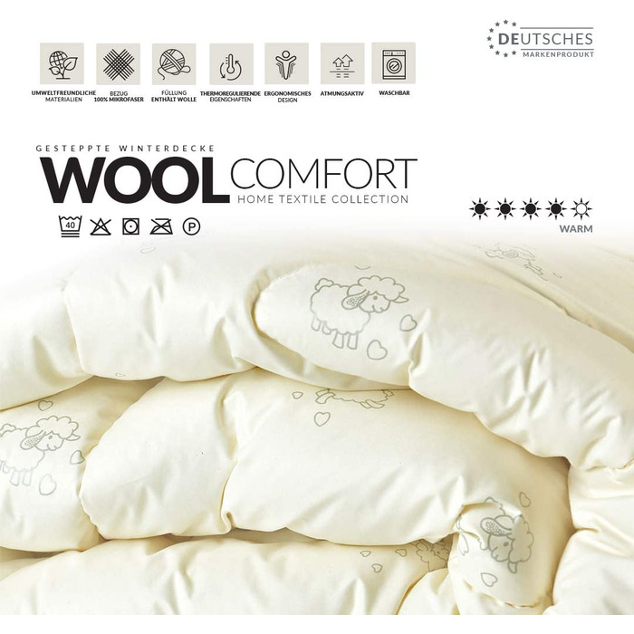 Вовняна ковдра Wool Comfort - Winterwarm 155x220 - м'яка мікрофібра