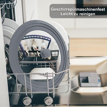 Універсальна скляна кришка для каструль та сковорідок Walfos з силіконовим обідком, термостійка, сіра (діаметр 33, 36, 38 см)