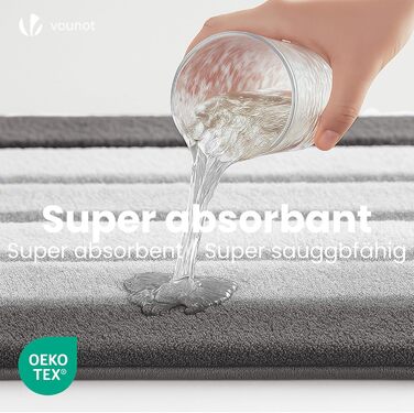 Набір килимків для ванної кімнати VOUNOT 2 шт. 60x90 см, рушмат, мікрофібра, швидковисихаючий, машинне прання, з градієнтом кольору сірого