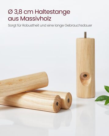 Дзеркало-вішалка для одягу VASAGLE з масиву дерева, сірого кольору, 8 гачків, 3 регульовані висоти, для вітальні, спальні, офісу