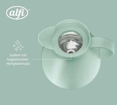 Термос Alfi DAN 1.0 л, пудрово-рожевий, з термоізоляційним корпусом з пластику та скляною вставкою, з кришкою-поворотом, дизайнерська модель, ідеальний для кави та чаю, BPA-free (без фільтра для чаю), колір Silt Green