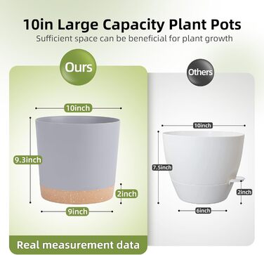 Набір горщиків для квітів QCQHDU 2 шт, 25.4 см, з дренажними отворами та знімним дном, підставки сучасного дизайну для дому та саду (світло-сірий)