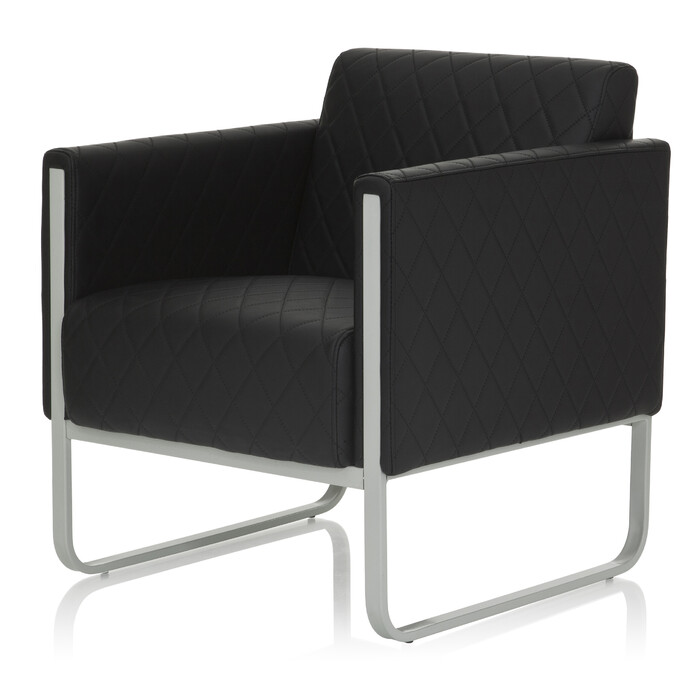 Крісло для відпочинку ARUBA STEP, каркас біло-сірий, штучна шкіра, одномісне, колір - чорний, hjh OFFICE