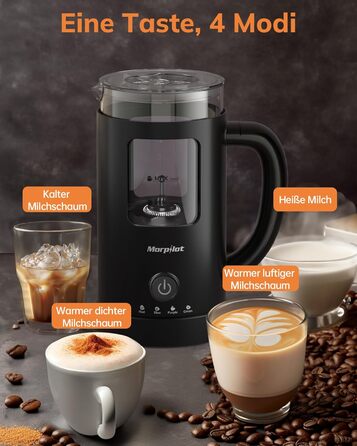 Електричний піноутворювач для молока Morpilot 4-в-1, 550W, 600мл, чорний