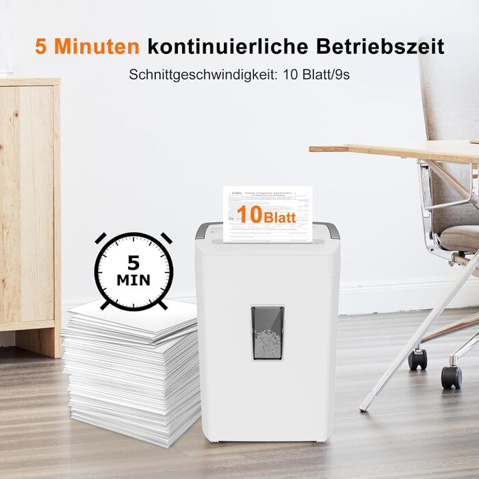Шредер Bonsaii Home Office P4 для паперу та кредитних карток, 10 листів, мікроріз, захист від перегріву, 21L контейнер