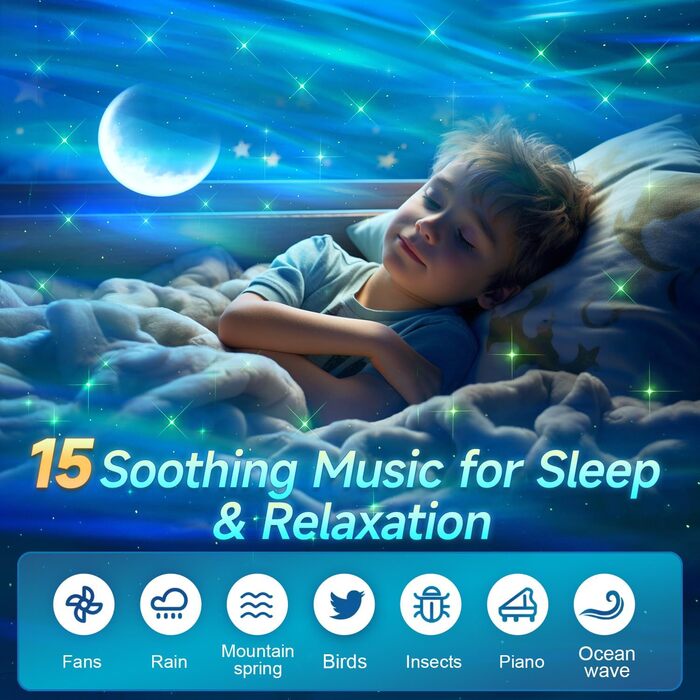 Проектор зоряного неба COOLNIGHT: лампа-нічник Aurora Galaxy з 180 режимами світла, білим шумом та Bluetooth, для дітей та дорослих, білий