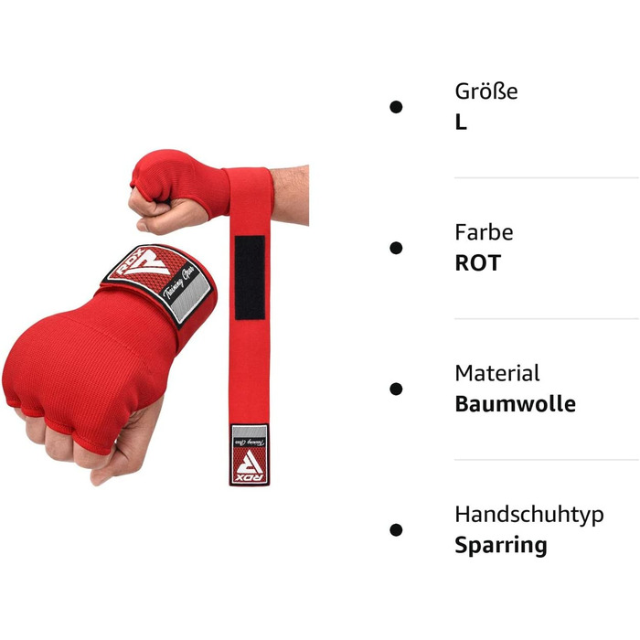 Гексоген внутрішні рукавички для боксу Тайська тренування, еластичні боксерські бинти довжиною 75 см, наручні спортивні спаринг-бинти для рук внутрішні боксерські Рукавички боксерські рукавички для ударів по м'ячу боксерські рукавички (XL, Червоний)