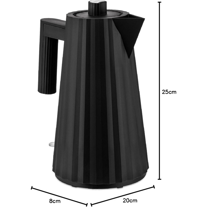 Електричний чайник Alessi Plissé MDL06 B/UK, 1.7 л, чорний, з англійським штекером, 2400W