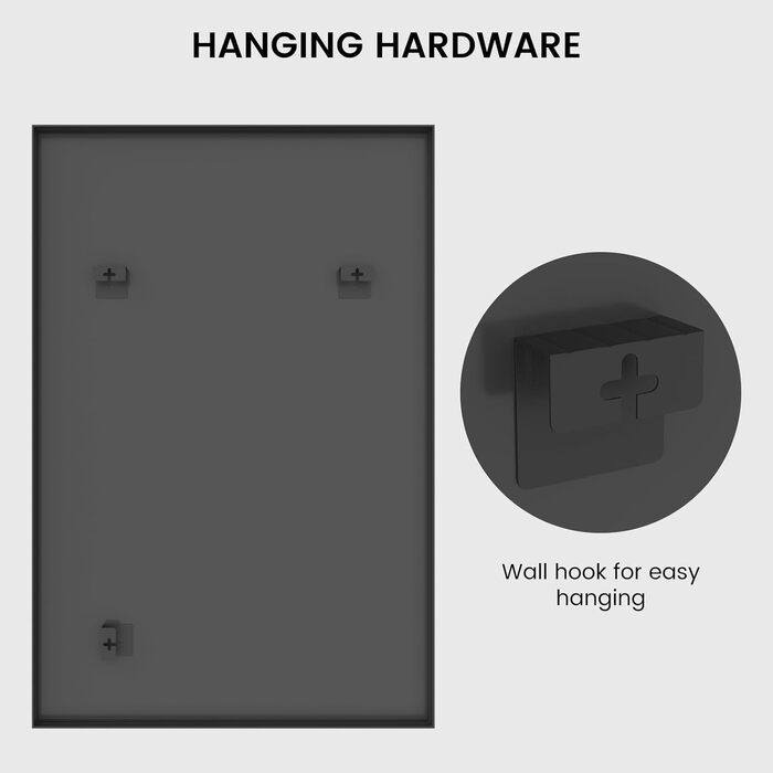 Дзеркало для ванної кімнати HOMECOOKIN, 50.8 x 76.2 см, прямокутне, з металевим каркасом, для кріплення над умивальником, горизонтальне/вертикальне (Чорний)