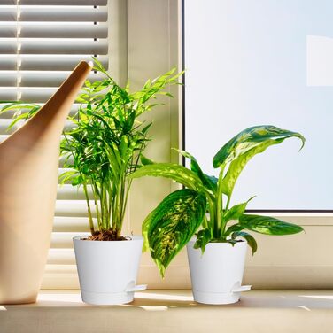 Набір горщиків для квітів Blumentopf 6 шт. з автополивом, чорний/білий, різні розміри (20.3-12.7 см), для дому та балкону