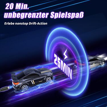 RC Дрифт-кар Mini Drift 1/64 з LED підсвіткою, 2 режими швидкості, чорний. Радіокерована іграшка для дітей та дорослих з перешкодами та килимком для перегонів