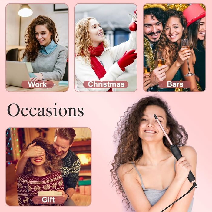 Набір для завивки волосся 3 в 1 Lockenstab: керамічні щипці для локонів 9-32 мм, пляжні хвилі, регулювання температури, рукавичка