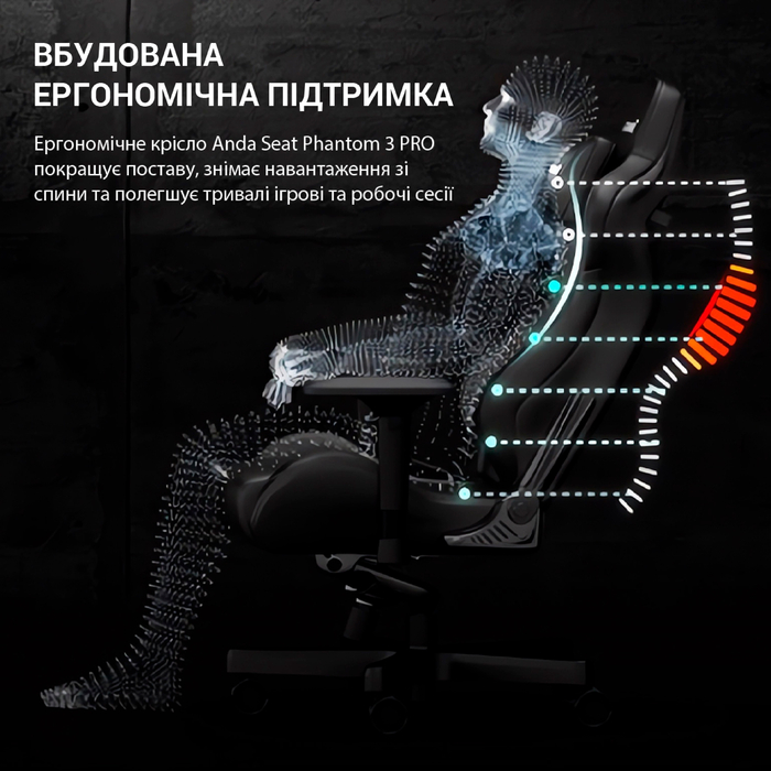 Крісло ігрове Anda Seat Phantom 3 Pro Black Fabric Size L