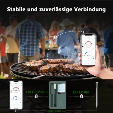 Бездротовий термометр для м'яса з Bluetooth, 2 зонди, LCD-дисплей, керування через додаток, для гриля, барбекю, коптильні, духовки, кухні, BF-40