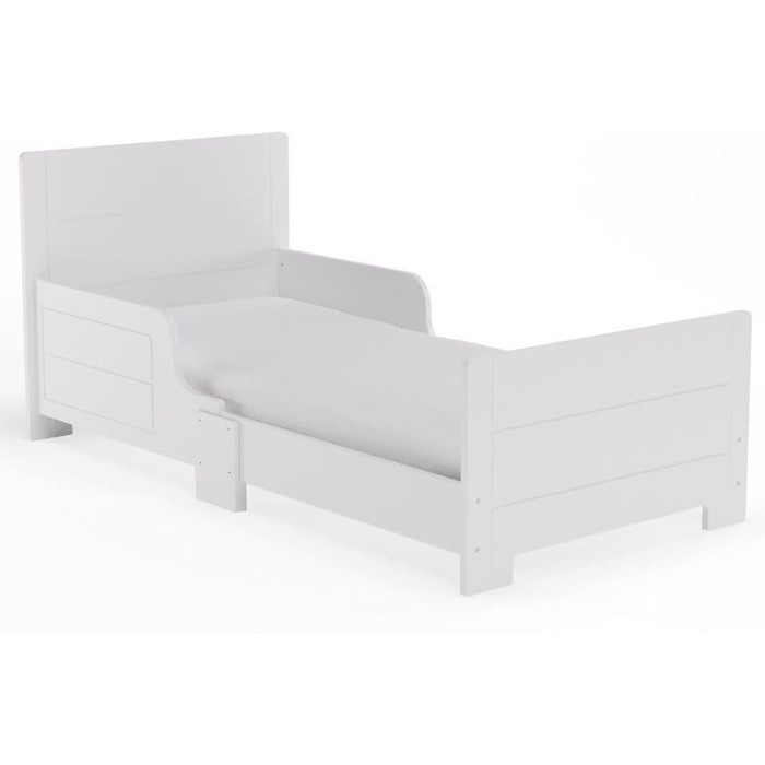 Дерев'яне дитяче ліжко URBNLIVING з бічною захисною перегородкою, для дівчаток та хлопчиків, в стилі Junior, білий колір